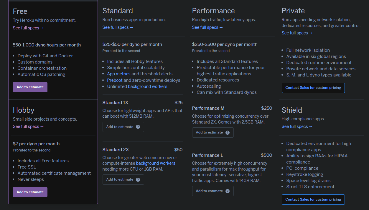 Heroku 費用